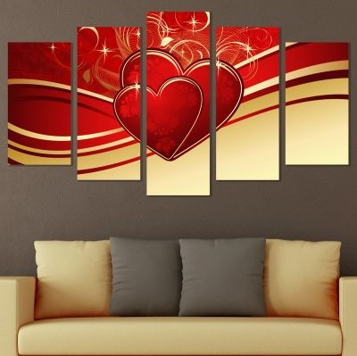 9050 Wall art decoration (set of 5 pieces) Hearts