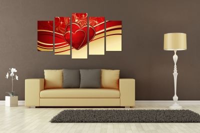9050 Wall art decoration (set of 5 pieces) Hearts
