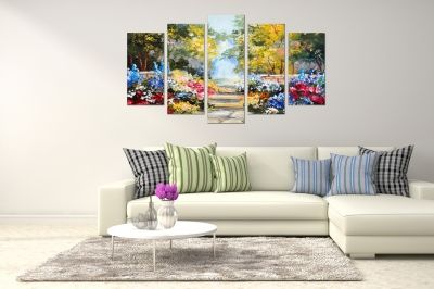 0755 Wall art decoration (set of 5 pieces) Colorful landscape