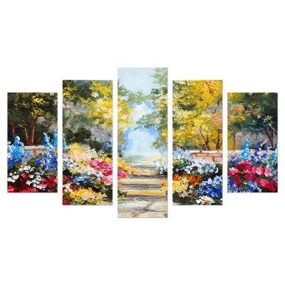 0755 Wall art decoration (set of 5 pieces) Colorful landscape