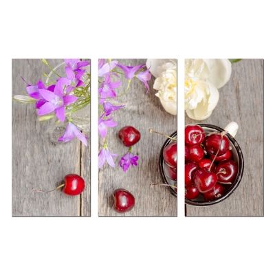 0759 Wall art decoration (set of 3 pieces) Composition with cherries