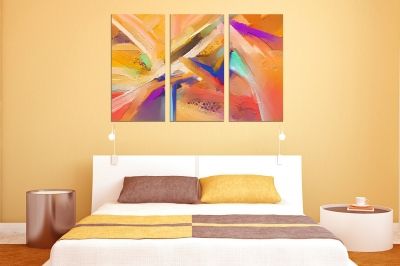 0761 Картина пано от 3 части Цветна абстракция  за спалня
