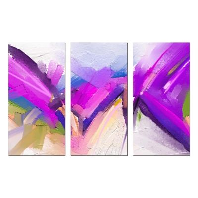 0760 Wall art decoration (set of 3 pieces) Abstraction in purple
