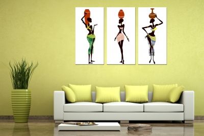 0195 Wall art decoration (set of 3 pieces) African women