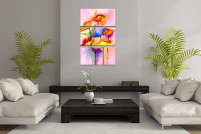 Wall art canvas set reproduction flowers, cherries and winea landscape