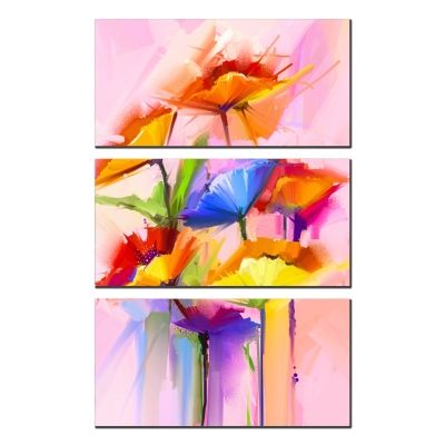 0768 Wall art decoration (set of 3 pieces) Abstract flowers