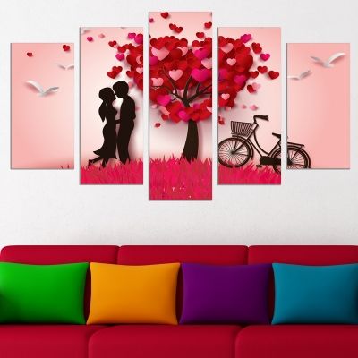 0771 Wall art decoration (set of 5 pieces) Love tree