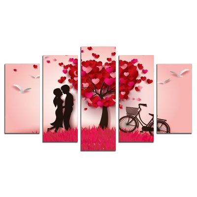 0771 Wall art decoration (set of 5 pieces) Love tree