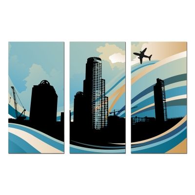 0773 Wall art decoration (set of 3 pieces) Abstract city