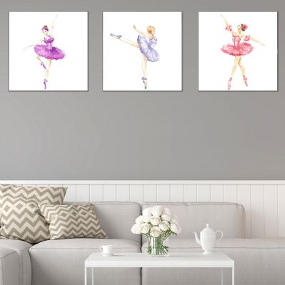 0777 Wall art decoration (set of 3 pieces) Ballerinas