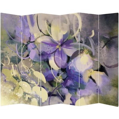 P0669 Decorative Screen Room divider Art flowers in purple and white (3,4,5 or 6 panels)