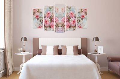 Canvas wall art set for living room with vintage roses