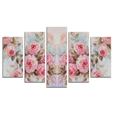 9060 Wall art decoration (set of 5 pieces) Vintage roses
