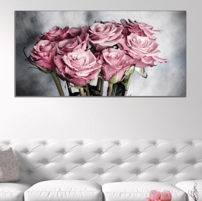 0781_1 Wall art decoration Roses on grey background