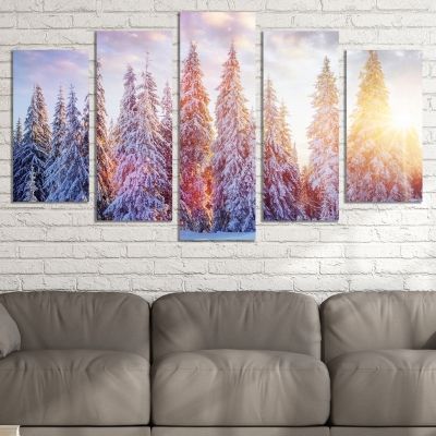 0782 Wall art decoration (set of 5 pieces)  Snowy tale