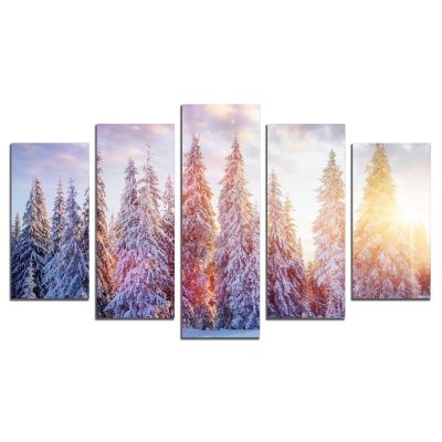 0782 Wall art decoration (set of 5 pieces)  Snowy tale