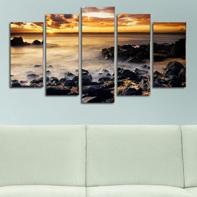0130 Wall art decoration (set of 5 pieces) Sea sunset