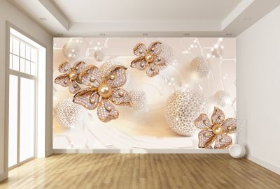 T9093 Wallpaper 3D Jewelry and spheres