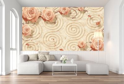 T9106 Wallpaper 3D Roses and spirals