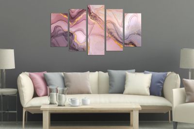 0790  Wall art decoration (set of 5 pieces) Abstraction -pastel pink