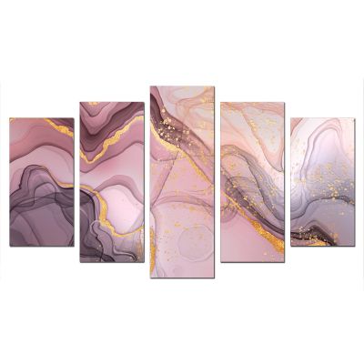 0790  Wall art decoration (set of 5 pieces) Abstraction -pastel pink