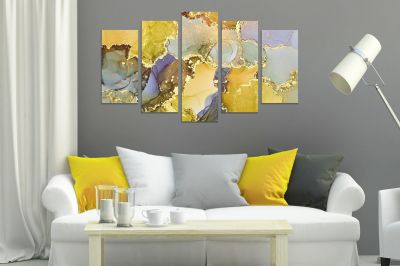 0791 Wall art decoration (set of 5 pieces) Abstraction in gold
