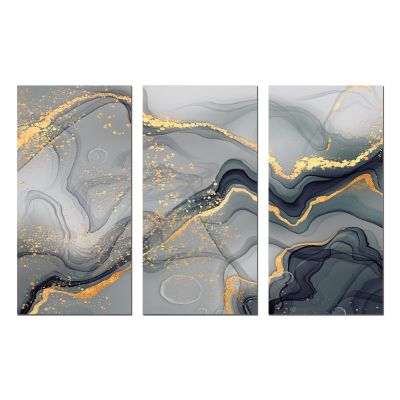 0792 Wall art decoration (set of 3 pieces) Abstraction in grey and gold