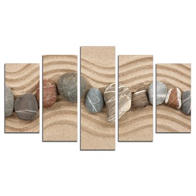 0046 Wall art decoration (set of 5 pieces) Sand and stones