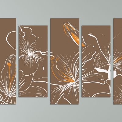 Floral canvas art in brown and orange