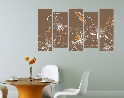 Floral wall decoration in brown and orange