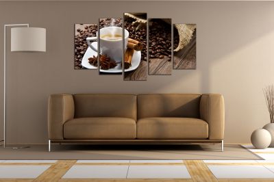 0797 Wall art decoration (set of 5 pieces) Aromatic coffee