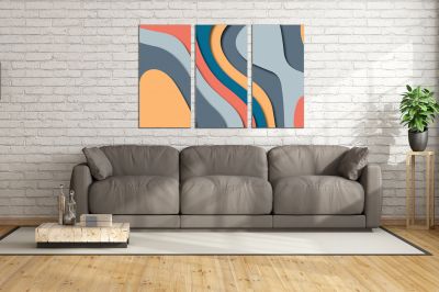 9109 Wall art decoration (set of 3 pieces) Abstraction in pastel colors