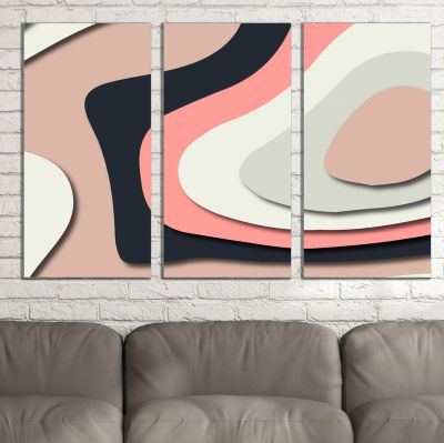 9111 Wall art decoration (set of 3 pieces) Abstraction in pastel pink