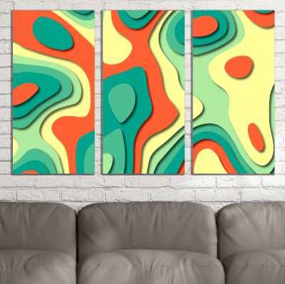 9112 Wall art decoration (set of 3 pieces) Abstraction in summer colors