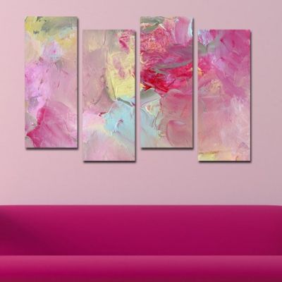 Арт картина пано от 4 части в розово