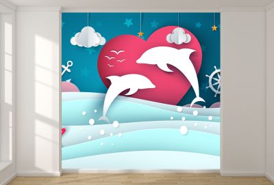 T9119 3D Wallpaper Dolphins