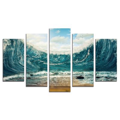 0801 Wall art decoration (set of 5 pieces) Huge wave