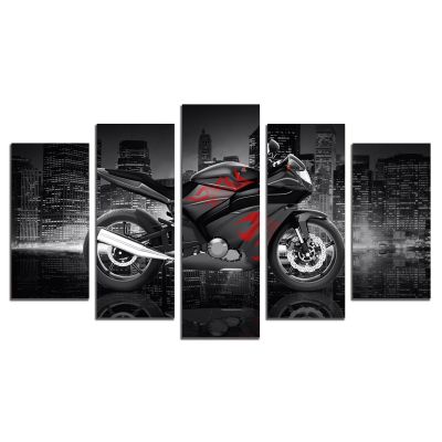 0809  Wall art decoration (set of 5 pieces) Motorcycle