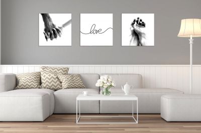 0811 Wall art decoration (set of 3 pieces) Love