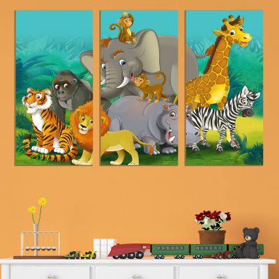 9033 Wall art decoration (set of 3 pieces) Jungle animals