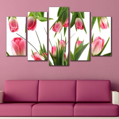 0140  Wall art decoration (set of 5 pieces) Tulips