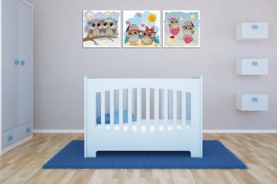 canvas set 3 pieces kid room girl with sweet bears