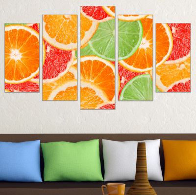 0827 Wall art decoration (set of 5 pieces) Citrus fruits