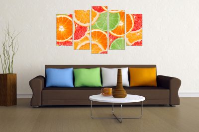 0827 Wall art decoration (set of 5 pieces) Citrus fruits