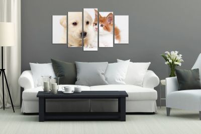 0829 Wall art decoration (set of 5 pieces) Dog and cat