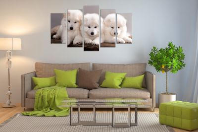 0830 Wall art decoration (set of 5 pieces) Sweet little dogs