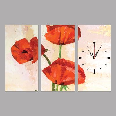 C0010 _3 Clock with print 3 pieces Art roses