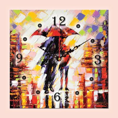 C0017 _1 Clock with print Couple in love under umbrella