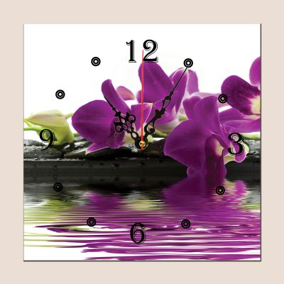 C0047_1 Clock with print Purple orchid