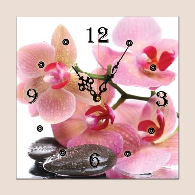 C0063_1 Clock with print Pink orchid